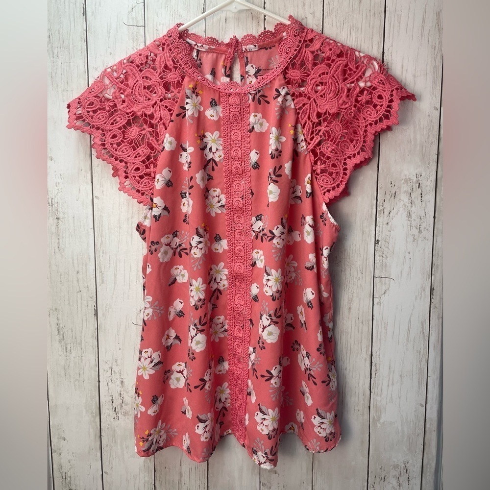 No Boundaries Pink Ruffled Cap Sleeve Blouse size XL